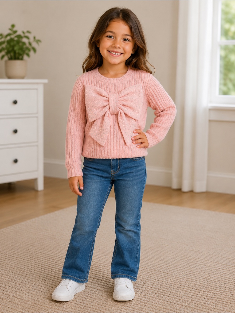 Truly Me • NWT Girls Pink Bow Knit Sweater